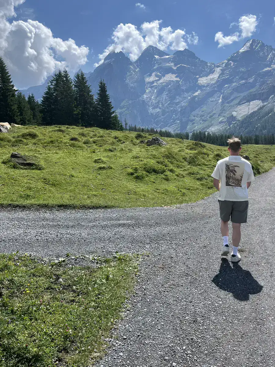 Olle walking in the Swiss Alps